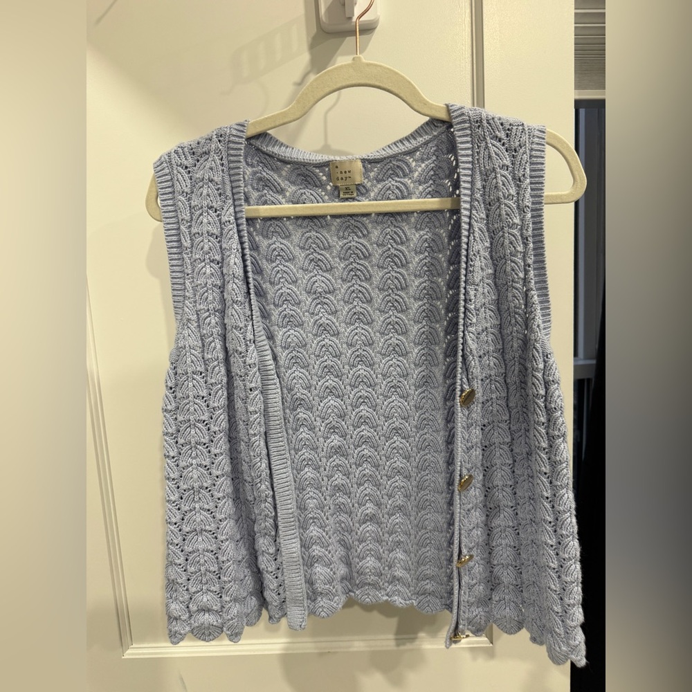 a new day Sky Blue Knit Sleeveless Cardigan